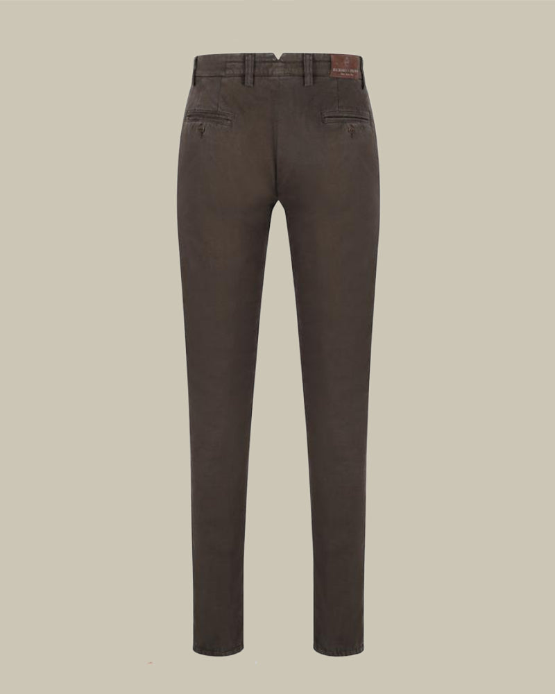 SINGAPORE Brown Cotton & Cashmere Chinos