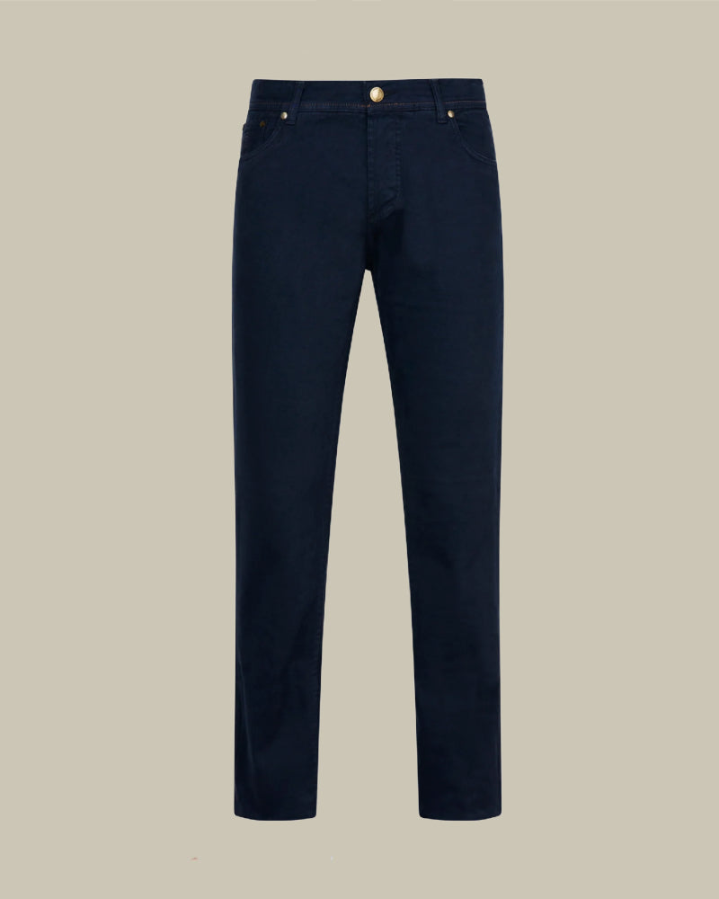 TOKYO Navy Cashmere Blend 5 Pocket Trouser
