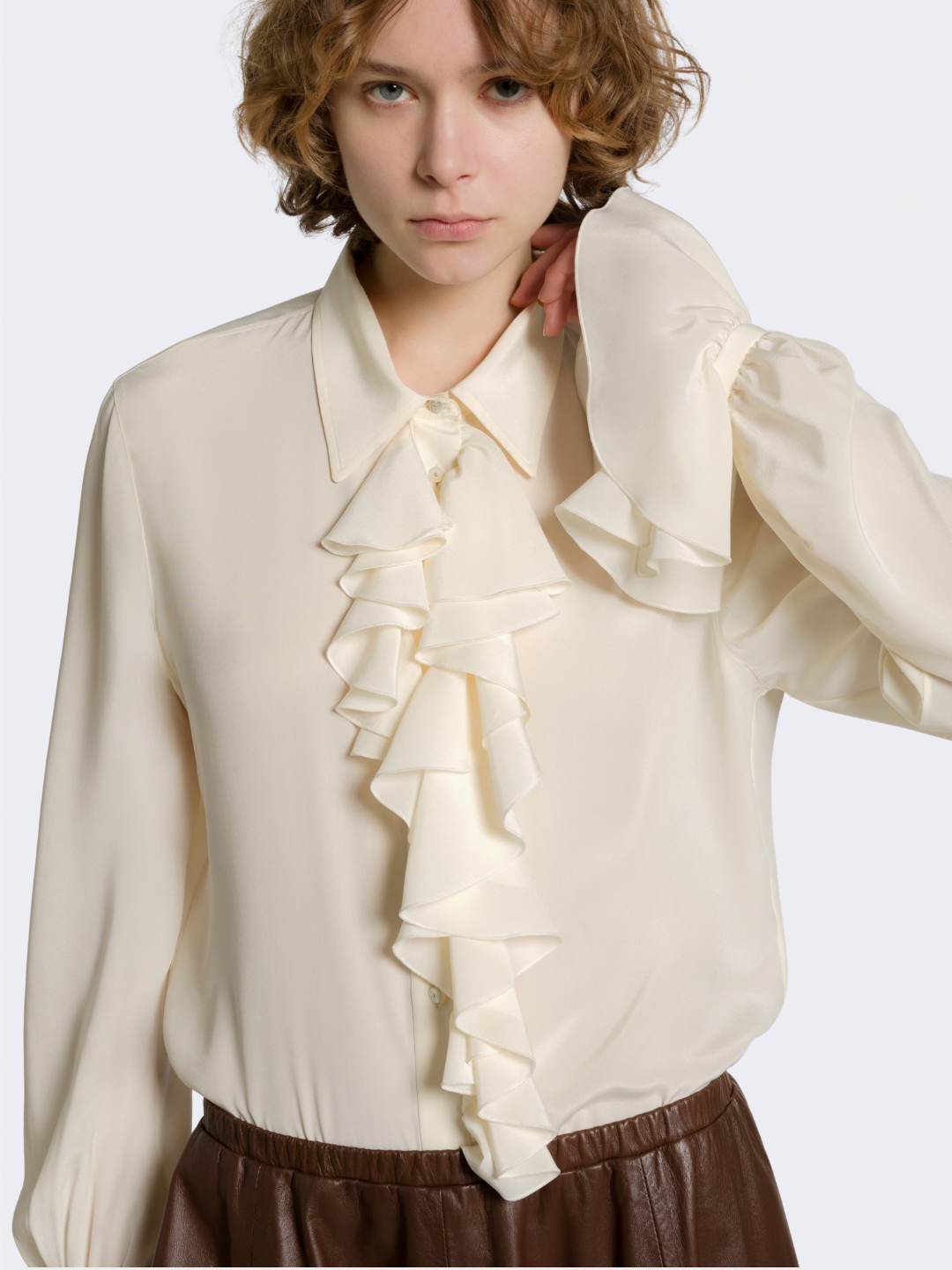 Ruffled Crêpe de Chine Blouse