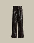 Wide Leg Sequin Trousers Black