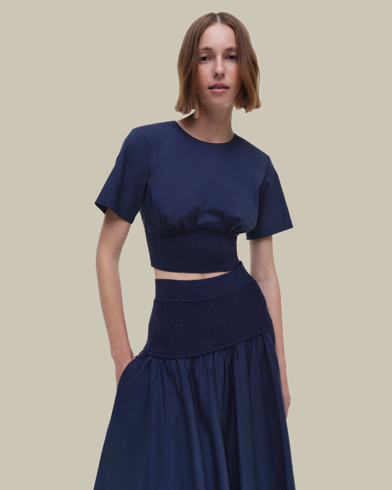 Adair Crewneck Crop Top Midnight