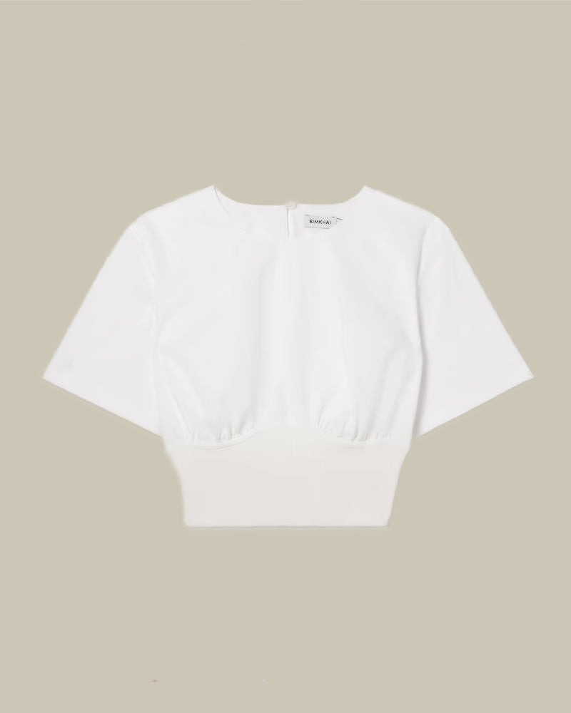 Adair Crewneck Crop Top White