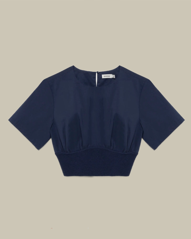 Adair Crewneck Crop Top Midnight