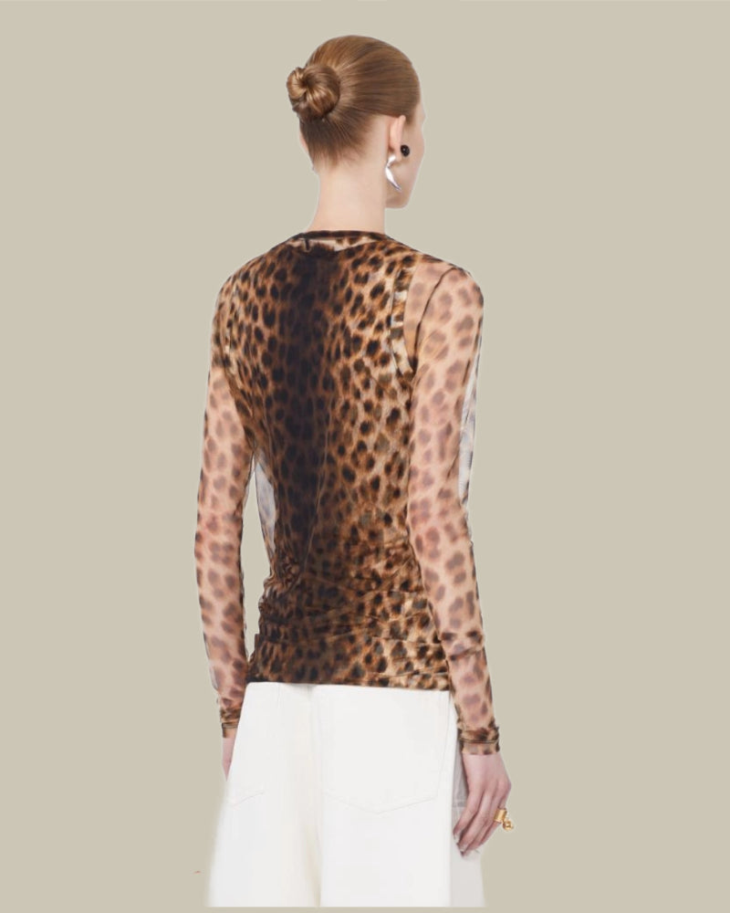 Leopard Print Long Sleeve Top