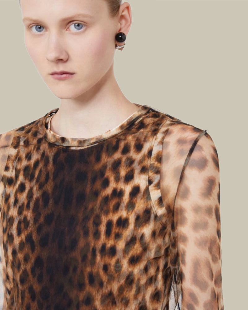 Leopard Print Long Sleeve Top