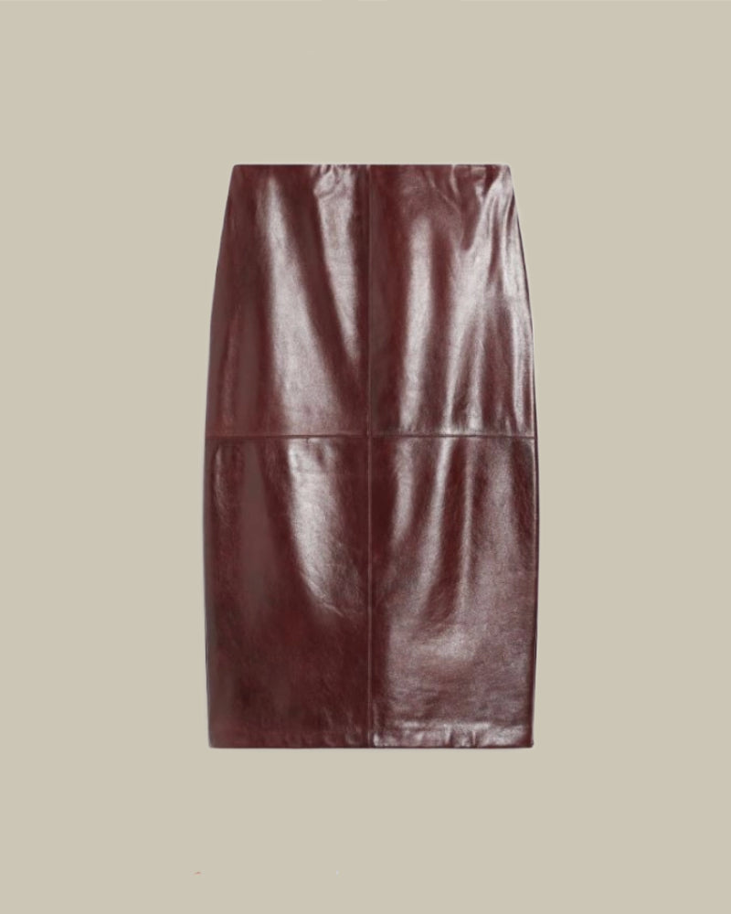 Afa Nappa Leather Skirt Bordeaux
