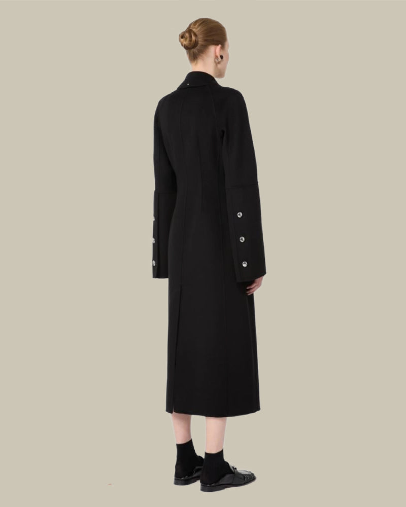Black Slim Fit Long Wool Coat