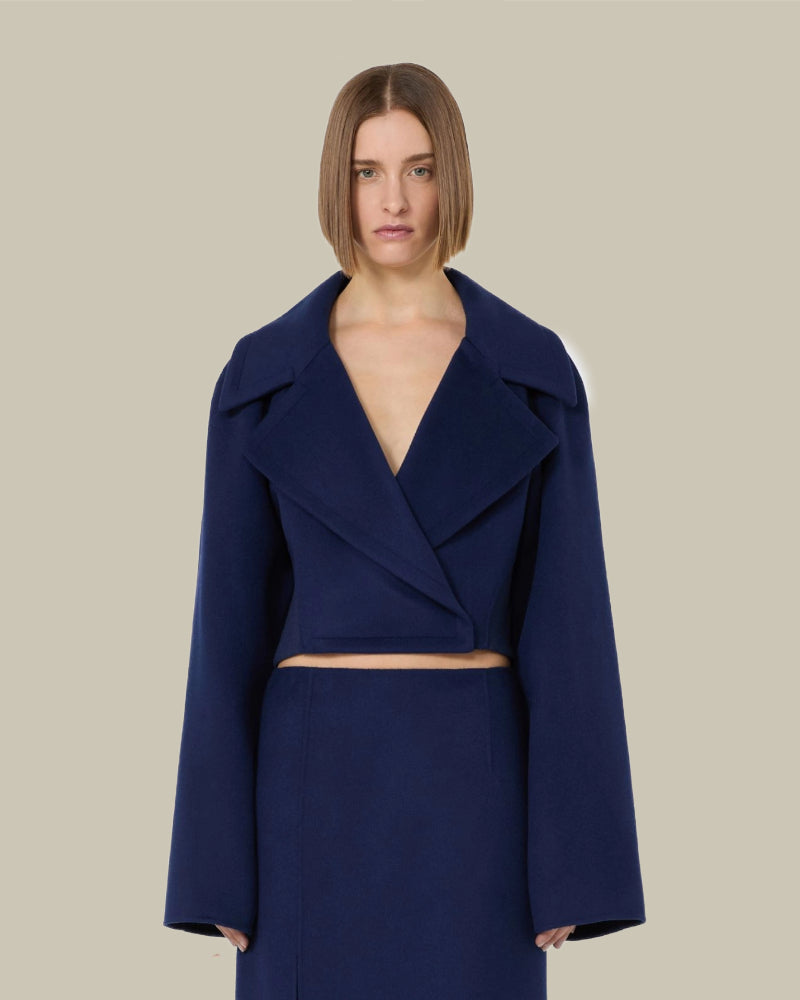 Navy Short Pure Wool Jacket