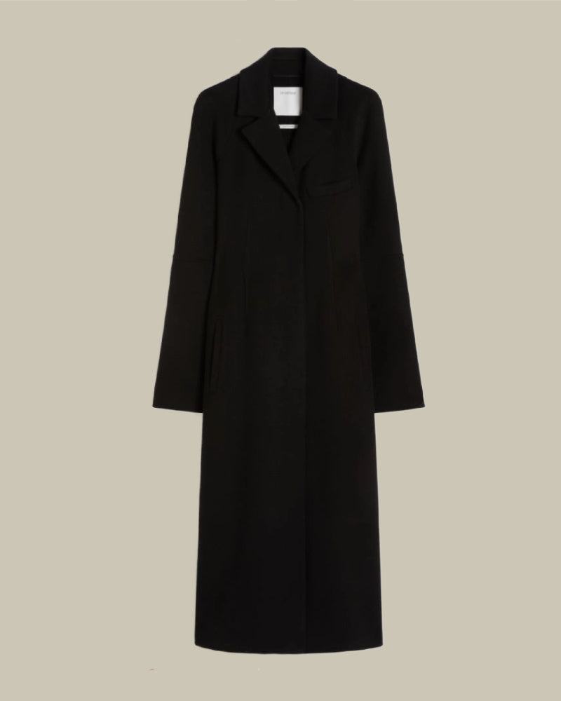 Black Slim Fit Long Wool Coat