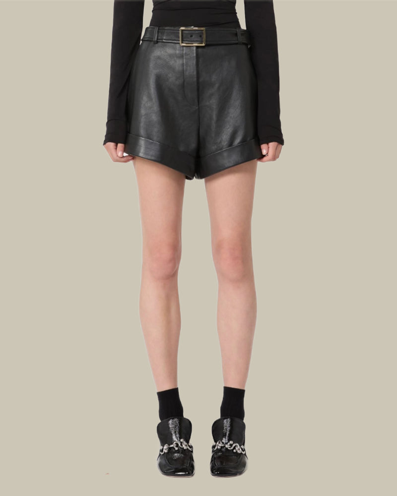 Black Leather Bermuda Shorts
