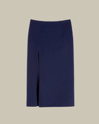 Navy Long Double Faced Wool Skirt