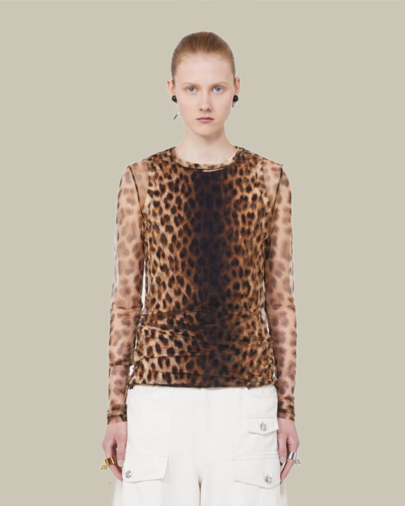 Leopard Print Long Sleeve Top