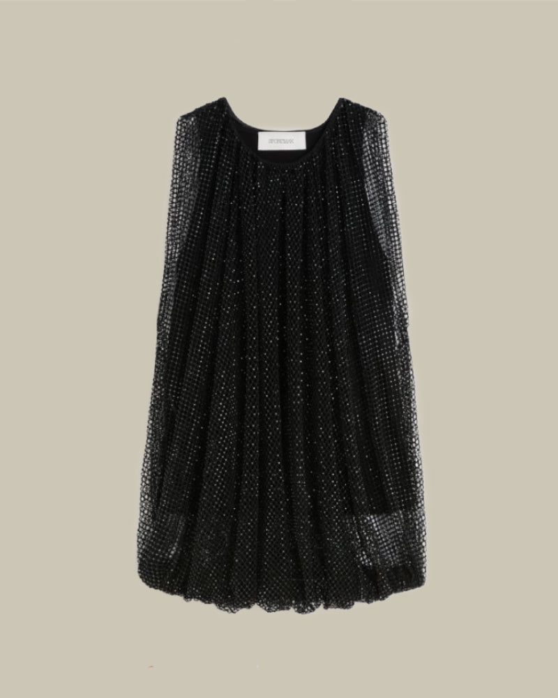 Black Mesh Crystal Top