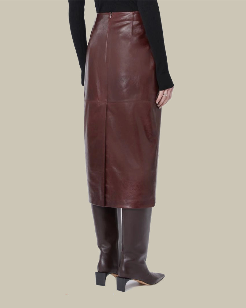 Afa Nappa Leather Skirt Bordeaux