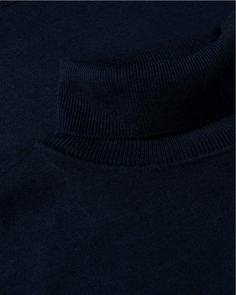 Navy Extra Fine Merino Roll Neck