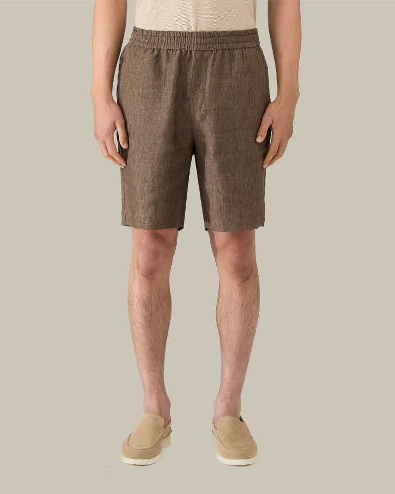 Linen Drawstring Short Walnut