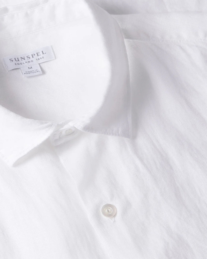Short Sleeve Linen Shirt White