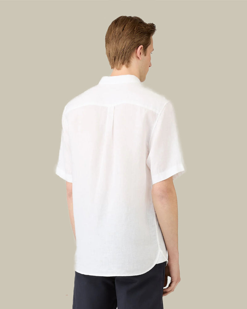 Short Sleeve Linen Shirt White