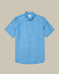 Short Sleeve Linen Shirt Cool Blue