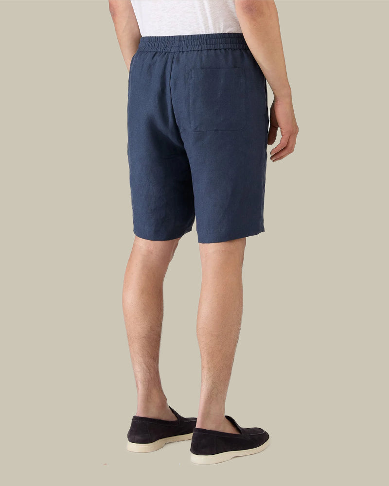 Linen Drawstring Short Light Navy