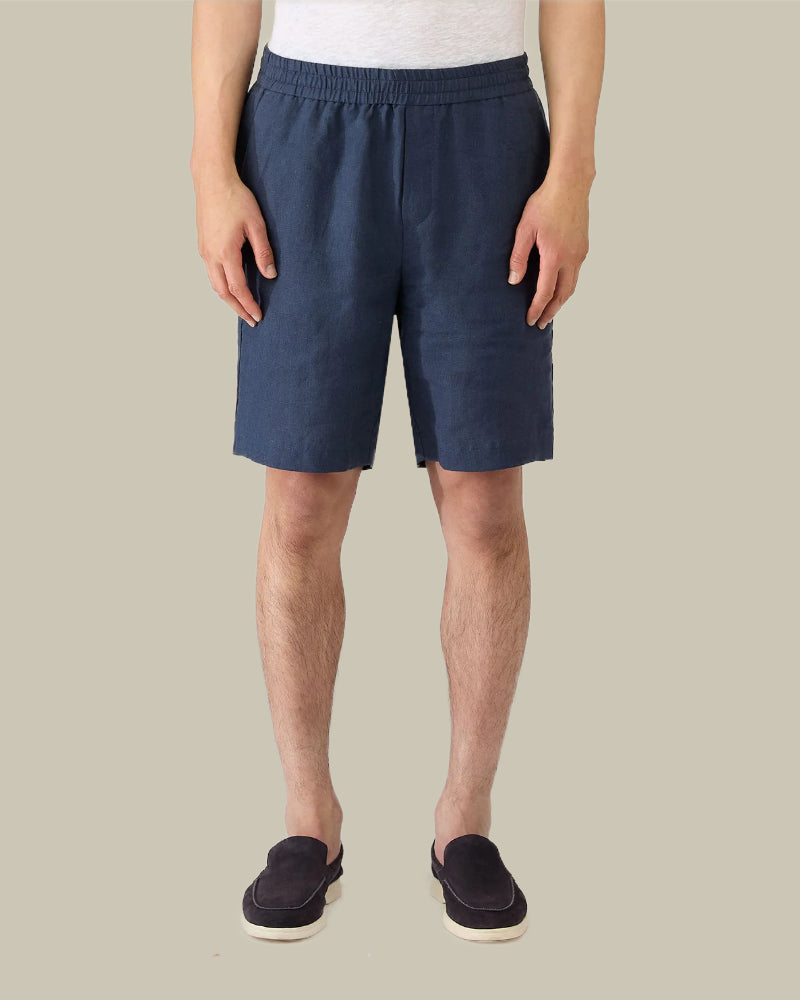 Linen Drawstring Short Light Navy