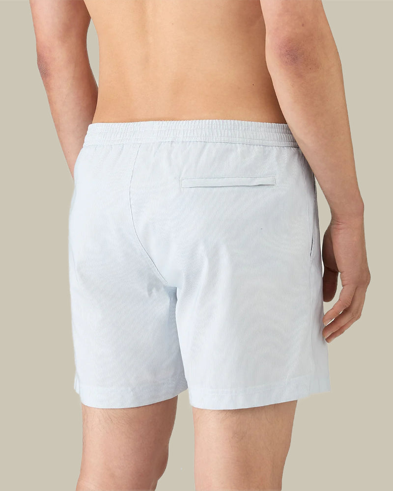 Sky Blue & White Fine Stripe Swim Shorts