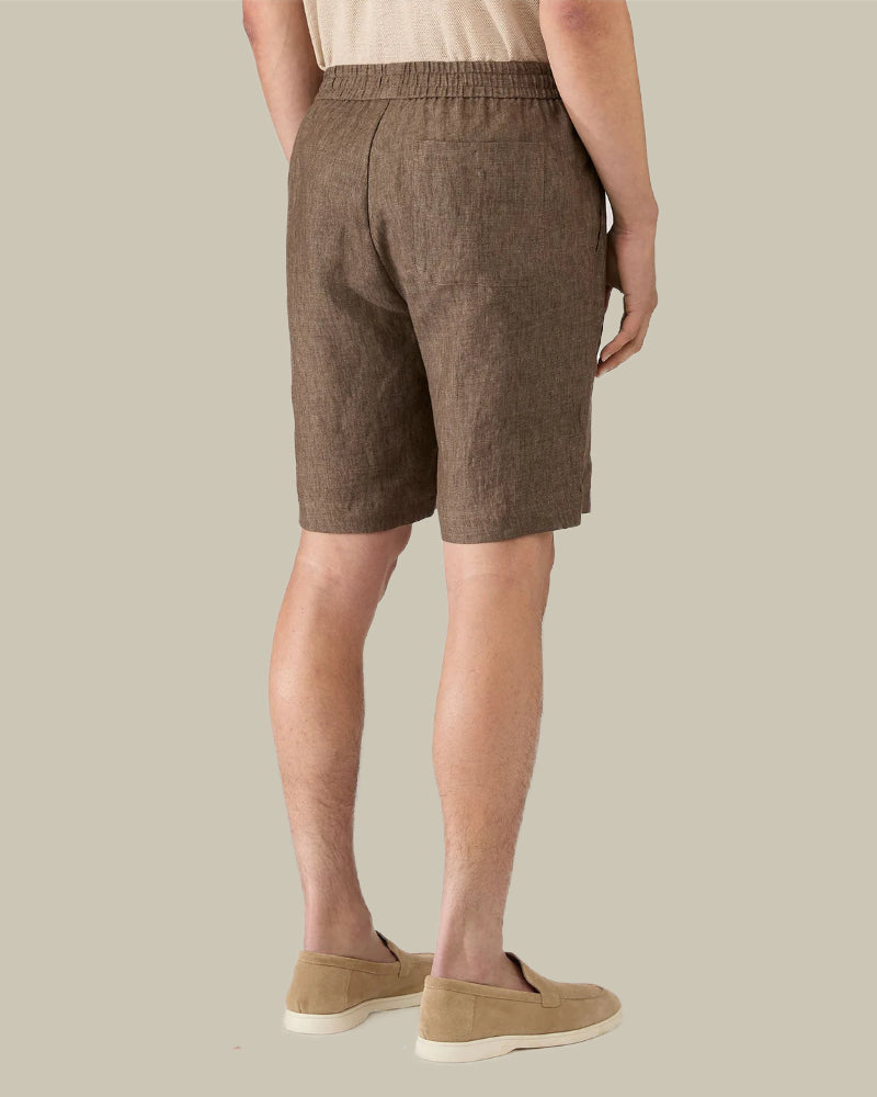 Linen Drawstring Short Walnut