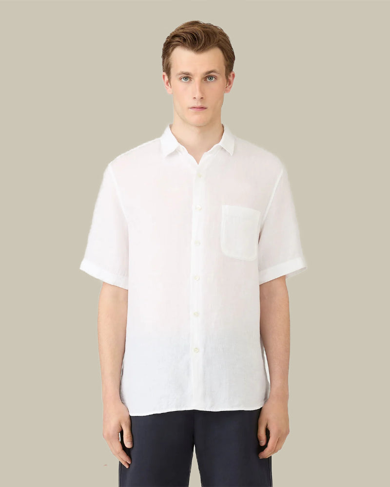 Short Sleeve Linen Shirt White