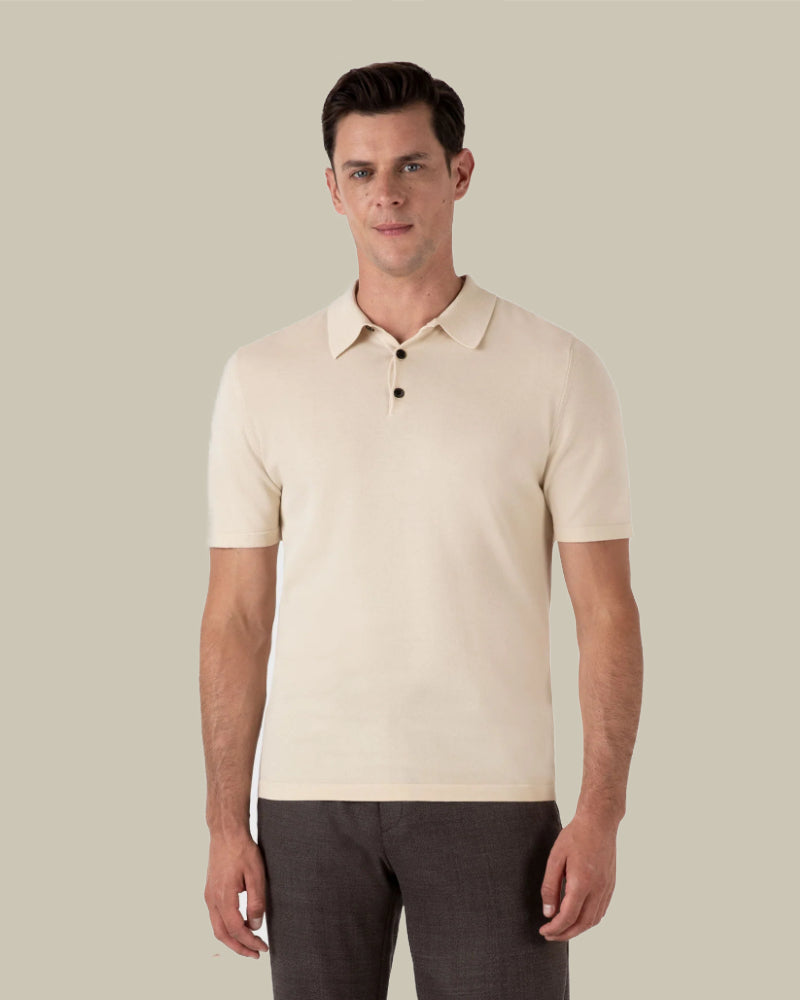 Sea Island Cotton Knit Polo Undyed