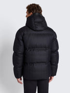 Navy Blue Wool & Cashmere Hooded Puffer