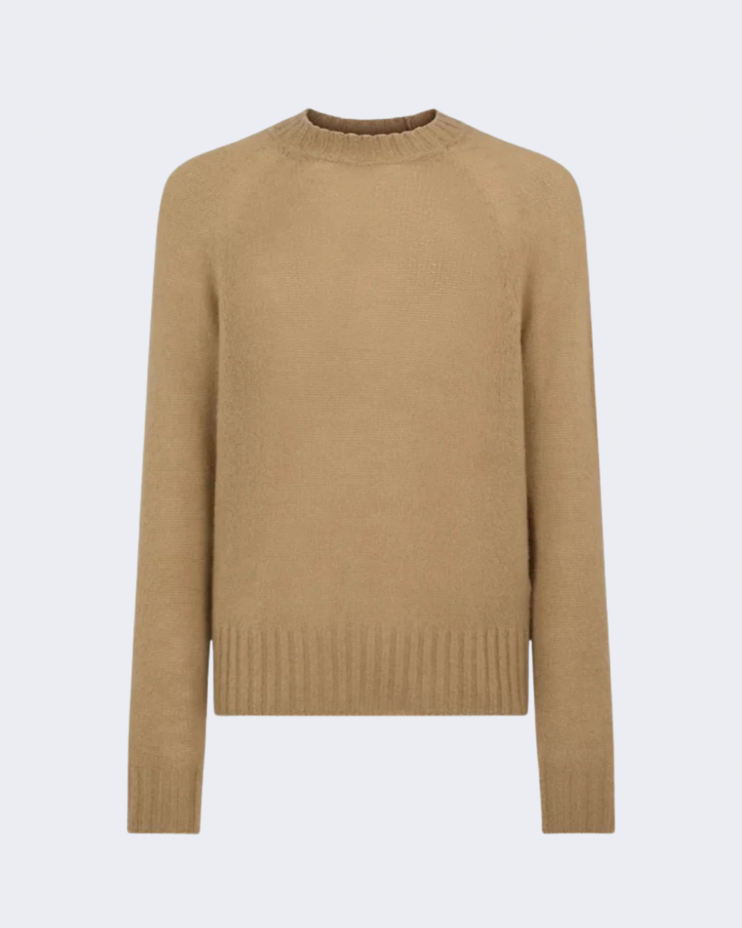 Seamless Brushed Cashmere Crew Neck Sweater Light Taupe