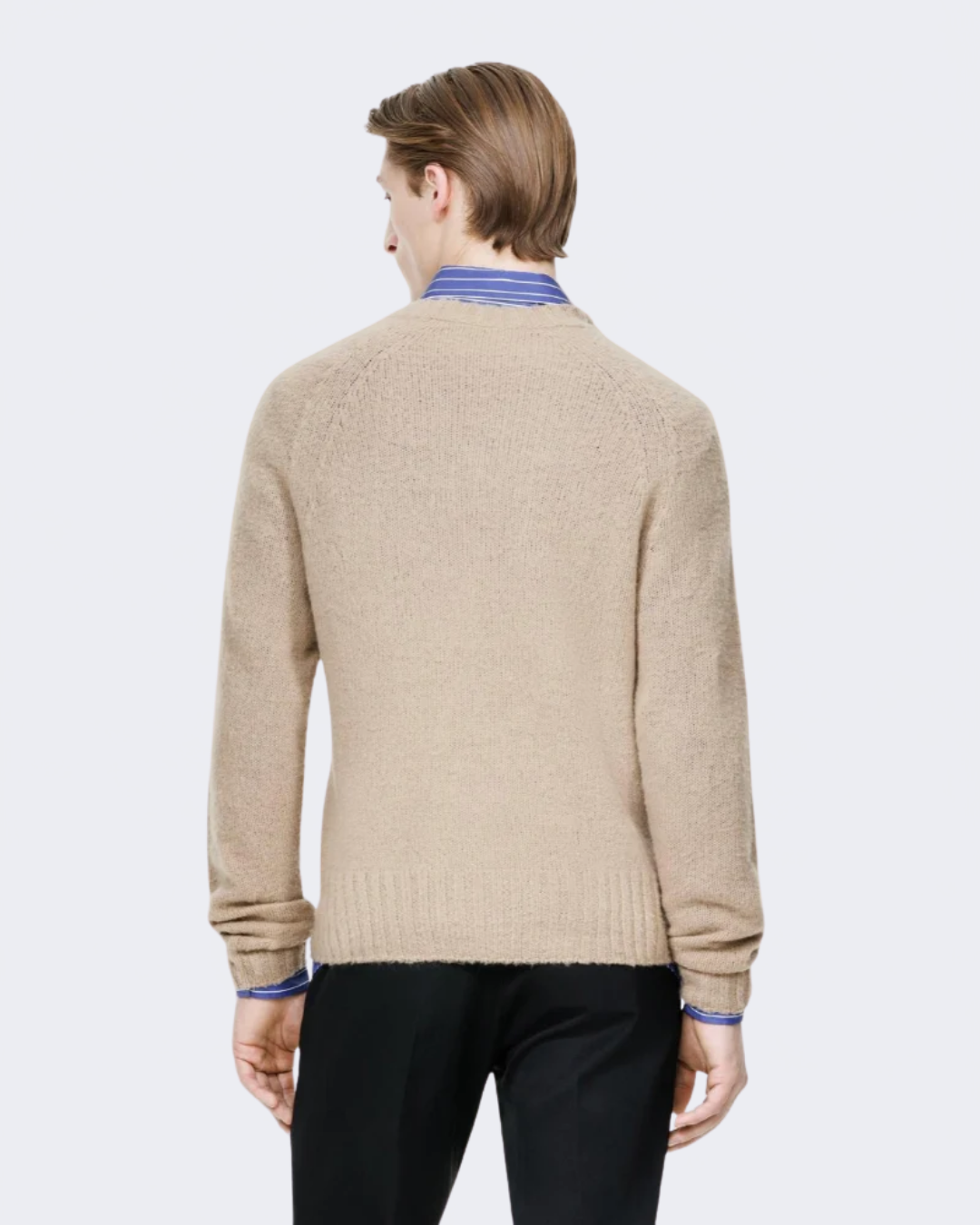 Seamless Brushed Cashmere Crew Neck Sweater Light Taupe