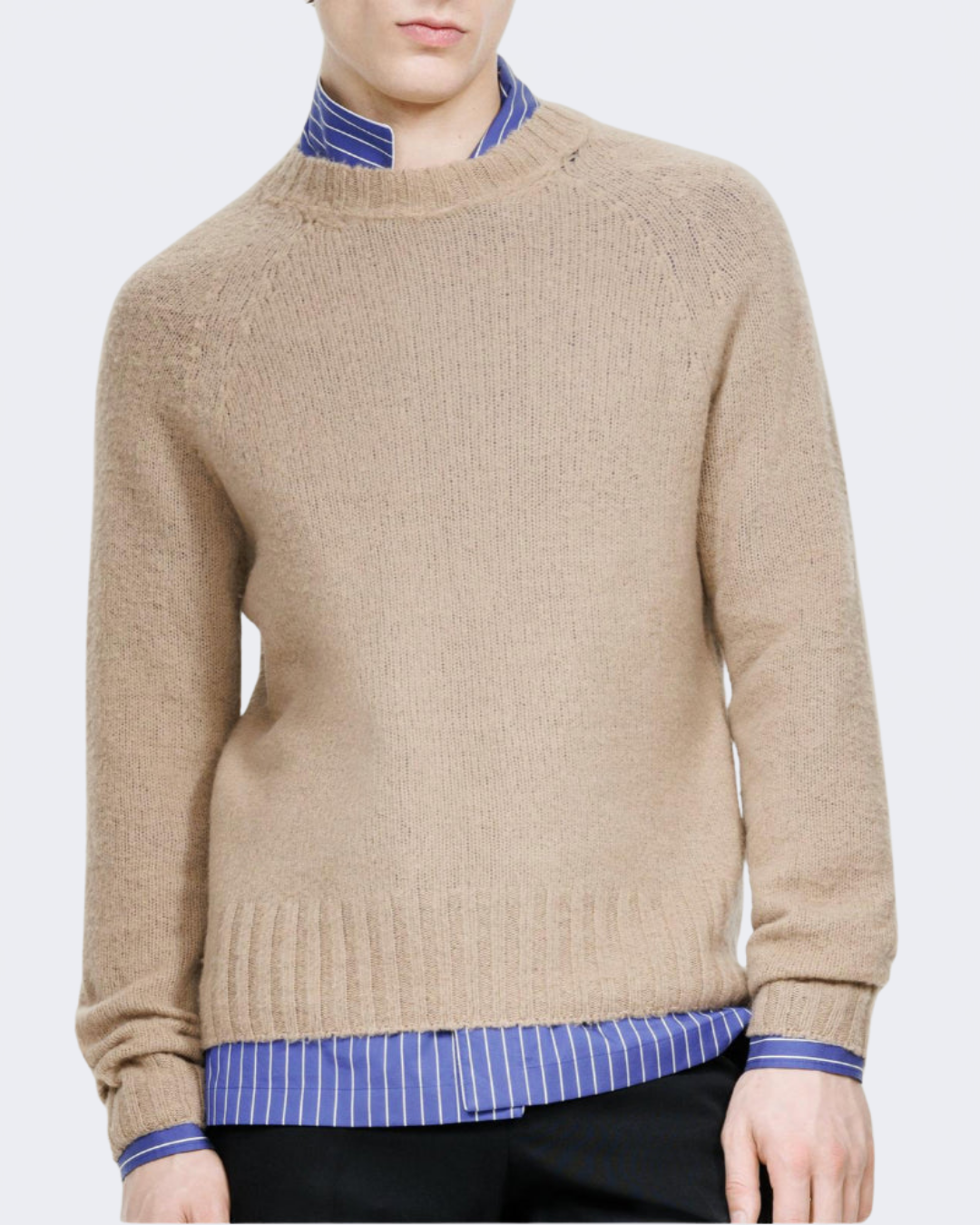 Seamless Brushed Cashmere Crew Neck Sweater Light Taupe