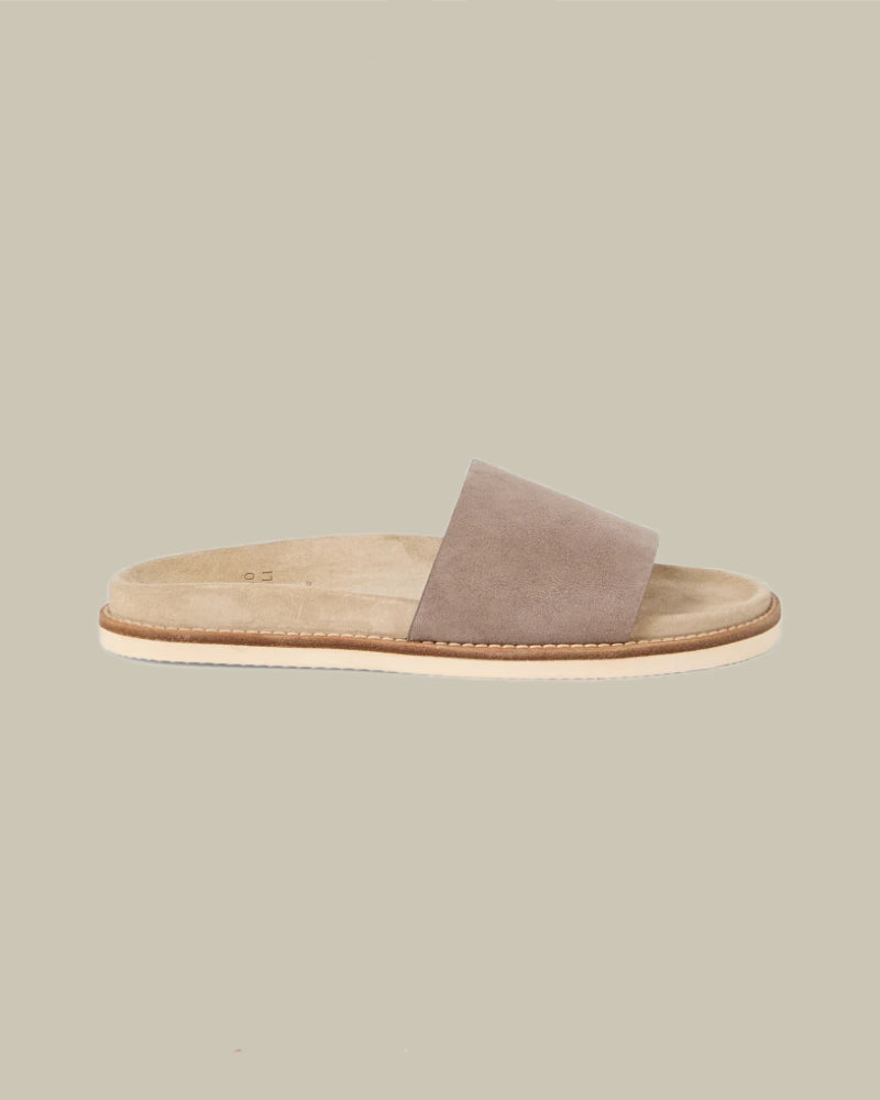 Taupe Washed Suede Slides