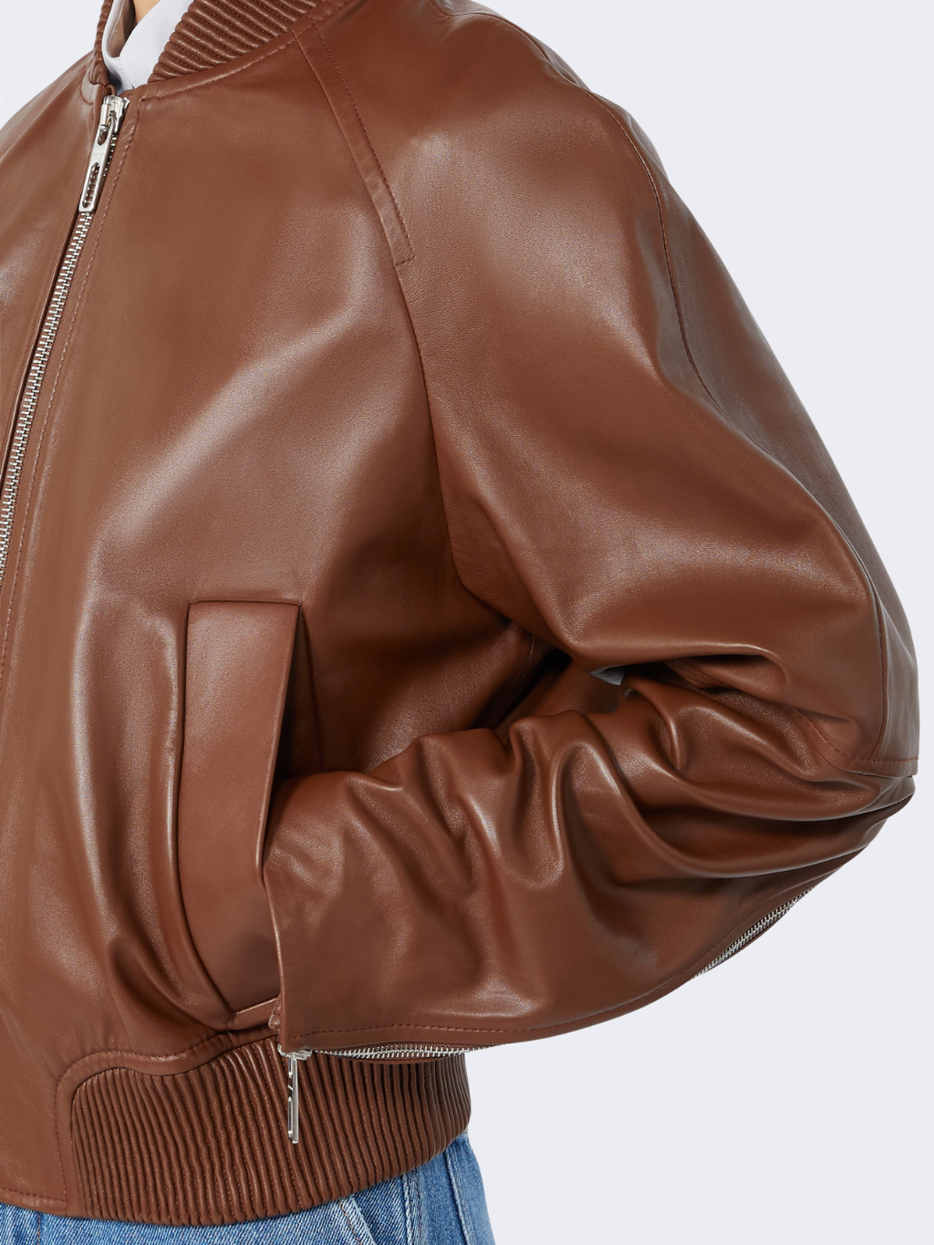 Nappa Leather Bomber Jacket Brown