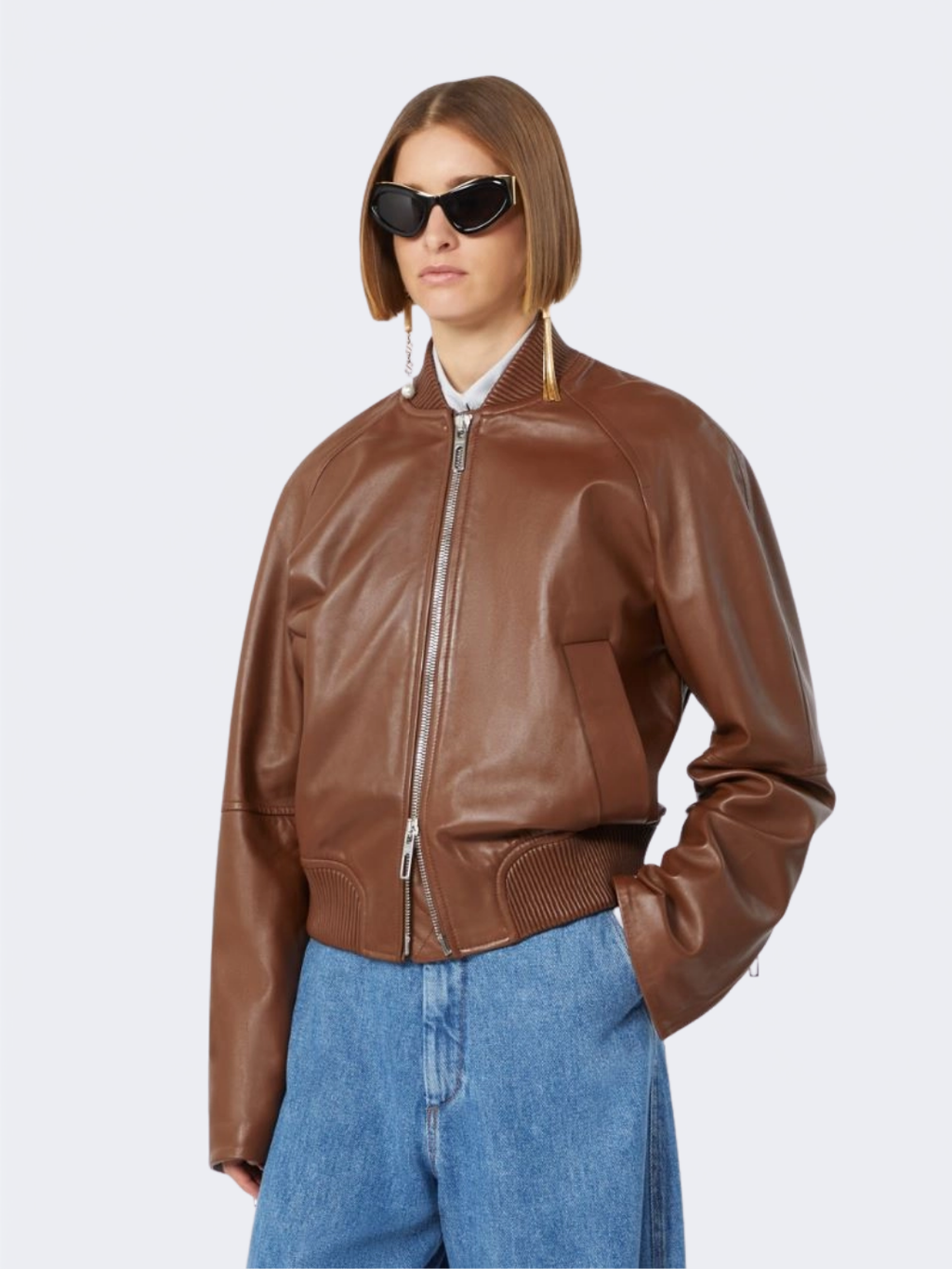 Nappa Leather Bomber Jacket Brown
