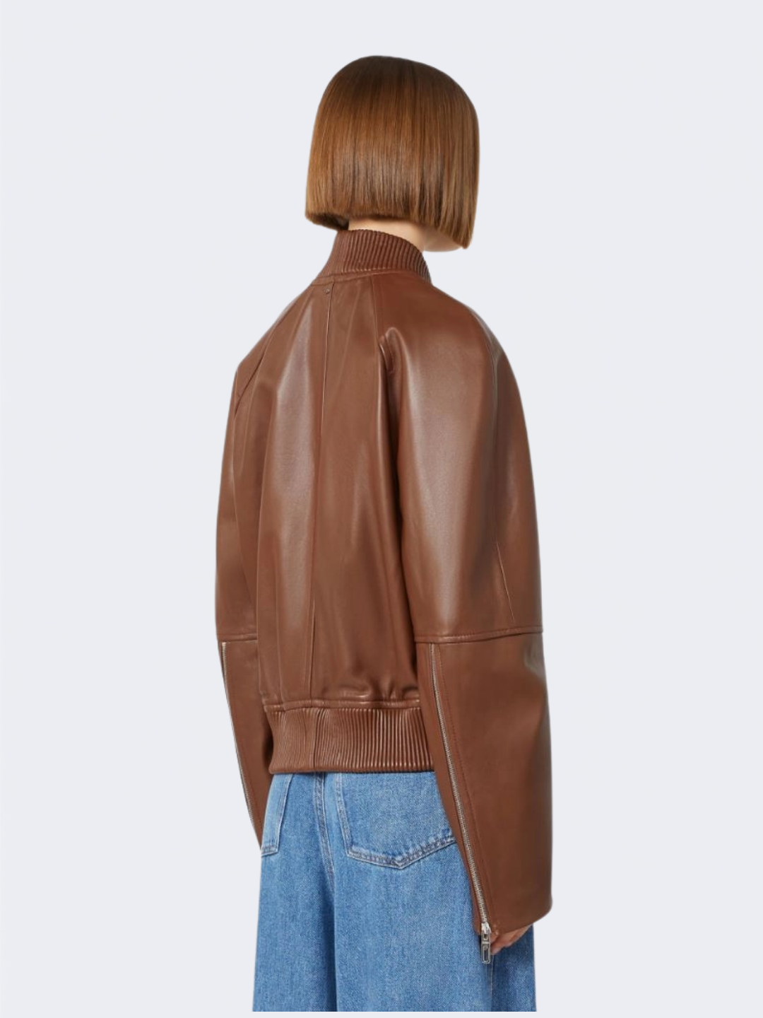 Nappa Leather Bomber Jacket Brown
