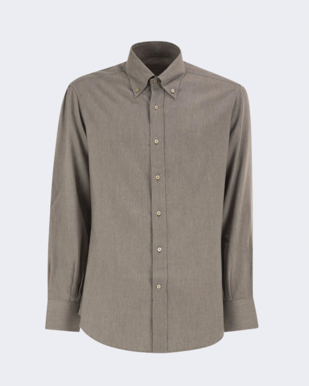 Stone Grey Stretch Cotton Button Down Chevron Flannel Shirt