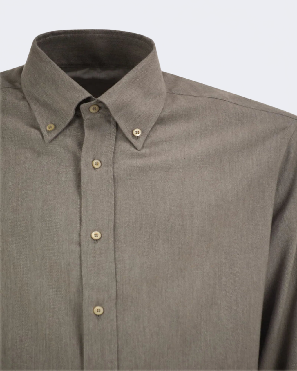 Stone Grey Stretch Cotton Button Down Chevron Flannel Shirt