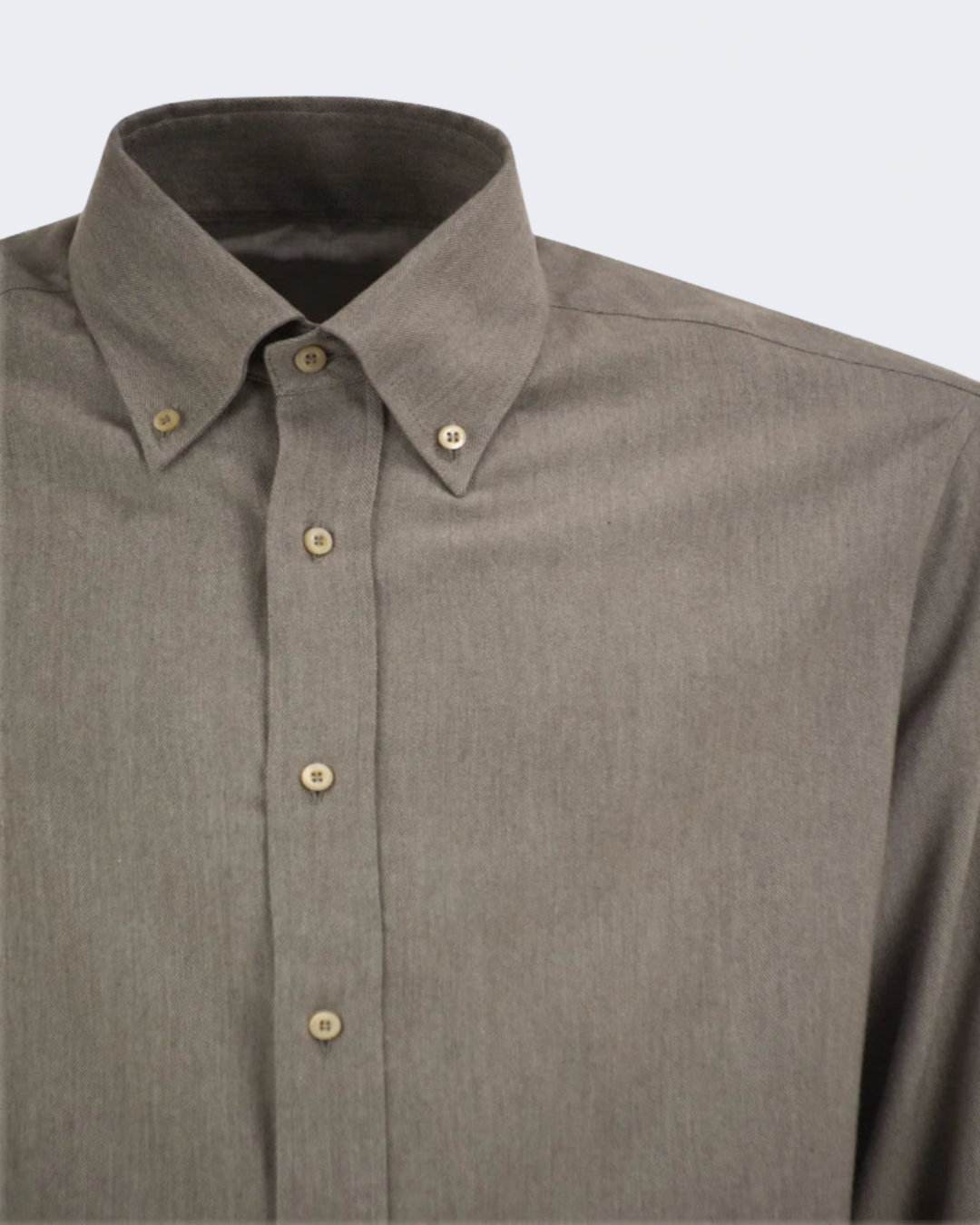 Stone Grey Stretch Cotton Button Down Chevron Flannel Shirt