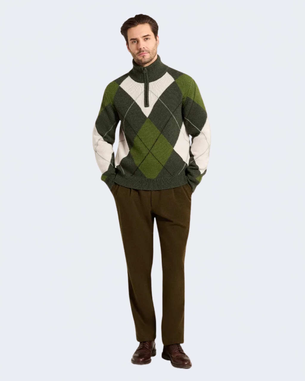 Strathmore Intarsia Argyle 1/4 Zip Sweater