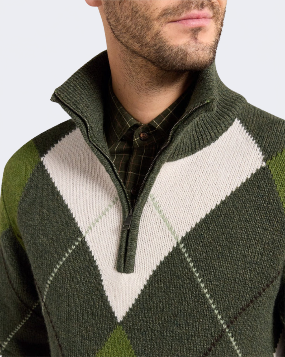 Strathmore Intarsia Argyle 1/4 Zip Sweater