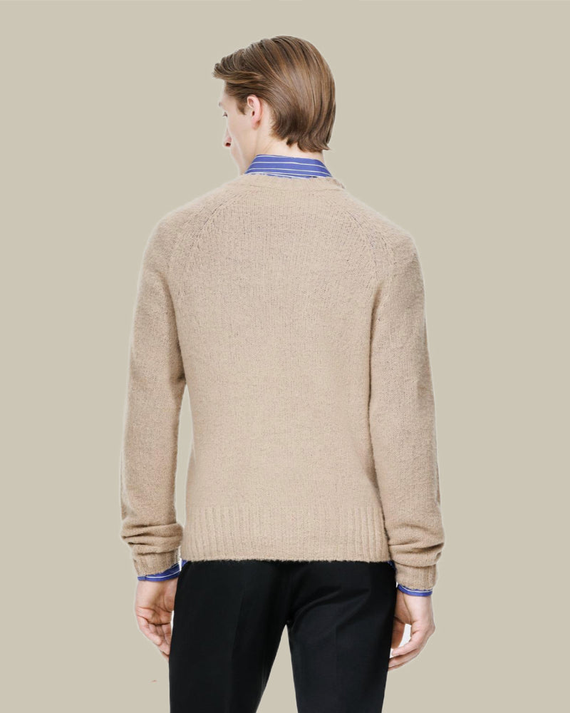 Seamless Brushed Cashmere Crew Neck Sweater Light Taupe