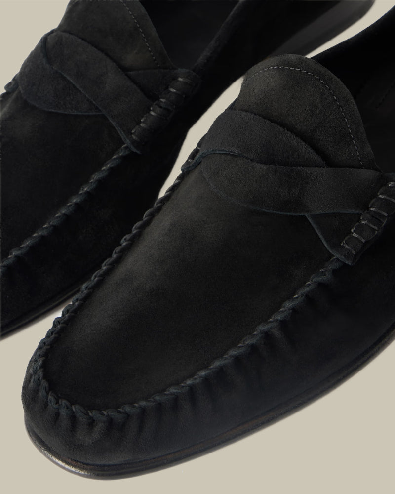 Black Suede Twisted Band Ripley Loafer