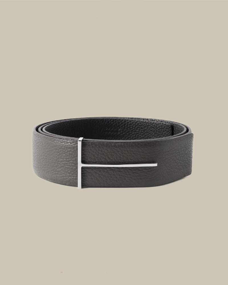 Soft Grain Leather Reversible Slim T Belt