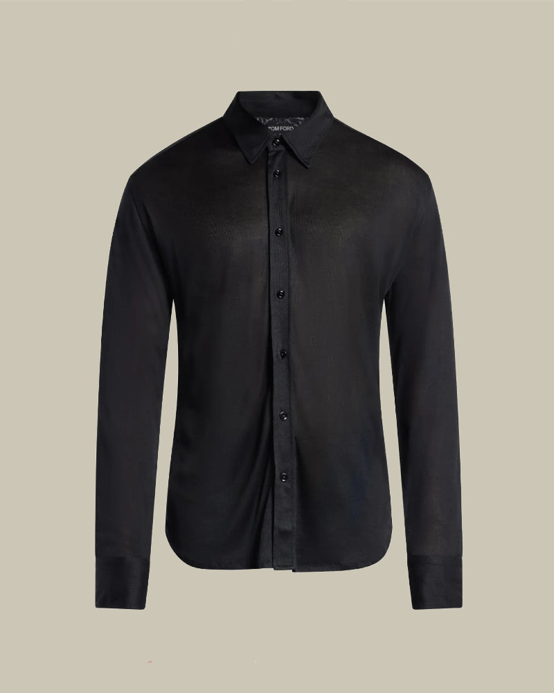 Black Silk Cotton Blend Shirt