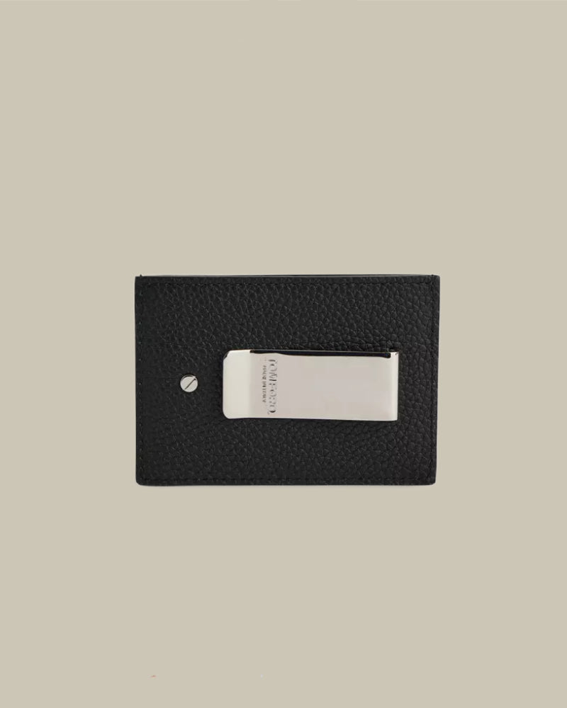 Soft Grain Leather Money Clip Cardholder