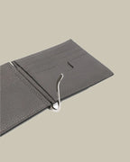 Grey Grain Leather Bi Fold Wallet With Money Clip