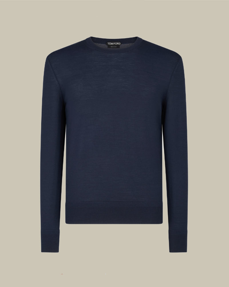 Navy Fine Gauge Pure Wool Crew Neck