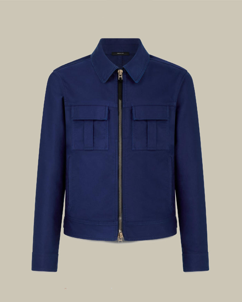 Navy Japanese Satin Cotton Blouson